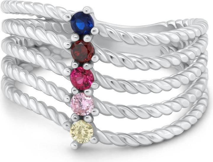 Brilio Zilver - Unieke zilveren ring met gekleurde zirkonia's RI129W - Circuit: 50 mm