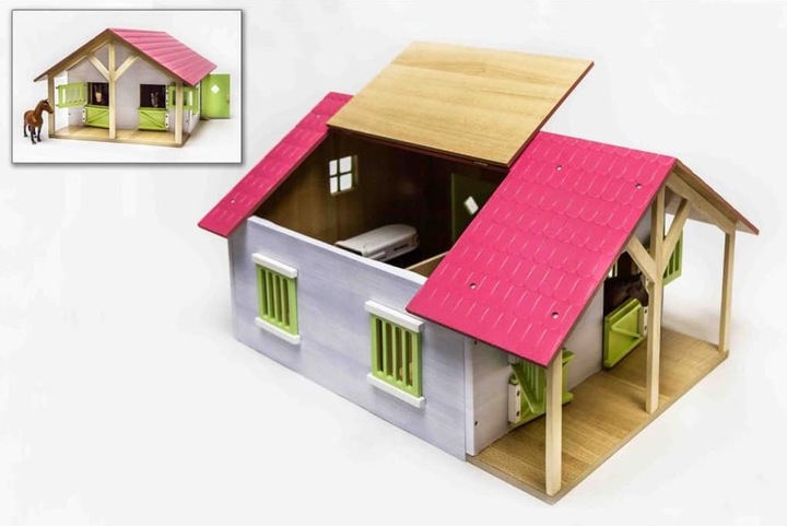 Productafbeelding Kids Globe Farming Paardenstal Roze met 2 boxen en opbergruimte