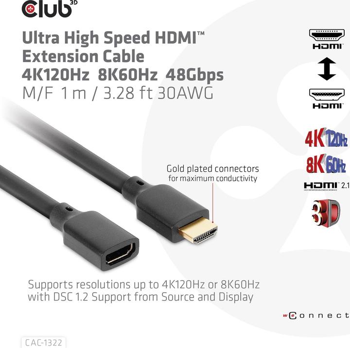 Immagine prodotto Club 3D HDMI (Tipo A) - HDMI (Tipo A) (1 m, HDMI, 2.1)