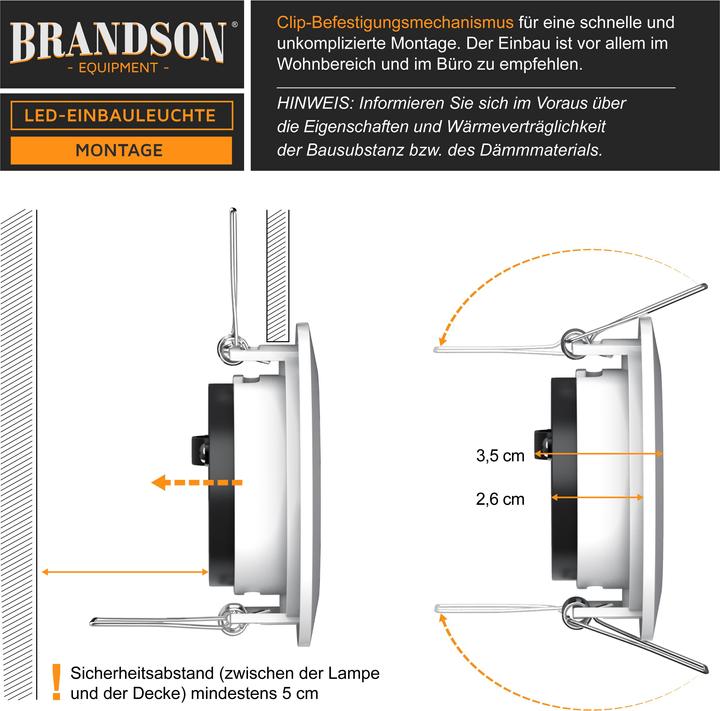 Produktbild Brandson 10x LED Deckenspot, schwenkbar, Warmweiss 3000K, Einbaustrahler 5W, Einbauleuchte, Einbauspot, 10er (320 lm)