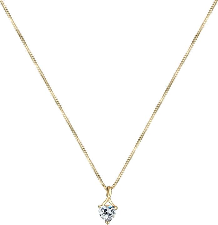 Actual product image Elli Heart White Zircon Fine Necklace Bracelet Anklet (14 carat yellow gold, 585 yellow gold)