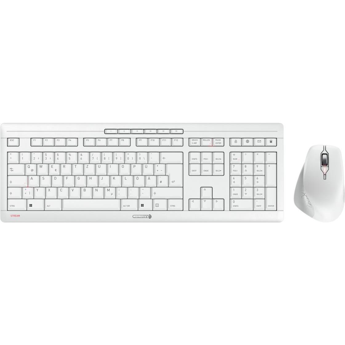 CHERRY Desktop STREAM COMFORT Wireless (DE) white (DE, Kabellos), Tastatur, Weiss