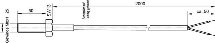 Actual product image Enda Temperature sensor K4-TC-J-M8x50-2M Sensor type J Measuring range temperature-50 b