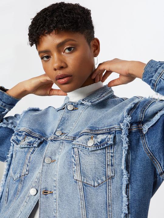 Actual product image Patchwork Two-Tone Denim Jacket (L)