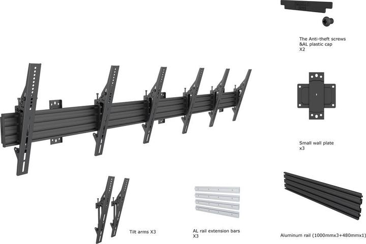 Actual product image Multibrackets Per MBW3U (Wall, 90 kg, 40" - 65")