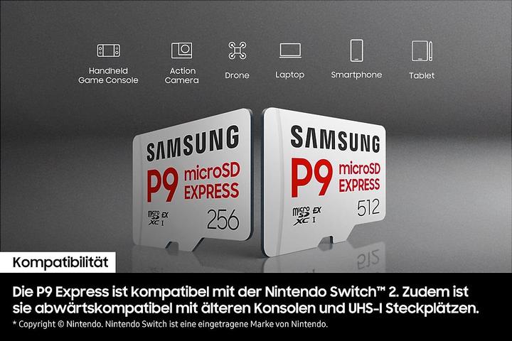 Actual product image Samsung P9 Express (256 GB, microSD Express, U3, UHS-I)