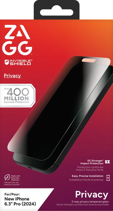 Immagine prodotto Zagg InvisibleShield Glass Elite Privacy (1 pz., Apple iPhone 16 Pro)