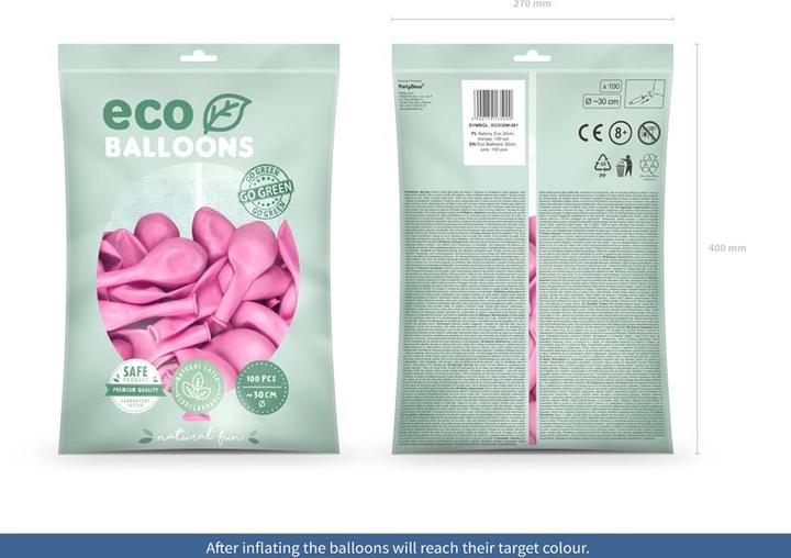 Actual product image Partydeco Eco Balloons 30cm metallic, pink (1 pkt / 100 pc.) (100 x)