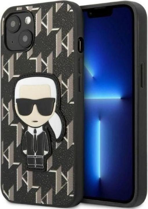Produktbild Karl Lagerfeld KLHCP13SPMNIKBK iPhone 13 mini 5.4" hardcase black/black Monogram Ikonik Patch (Apple iPhone 13 mini)