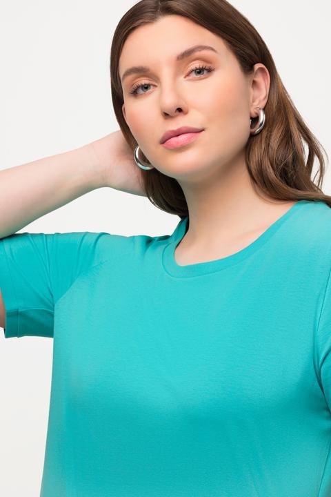 Image du produit Ulla Popken Robe midi à manches courtes. Décolleté rond. Fronces. (46, 48)