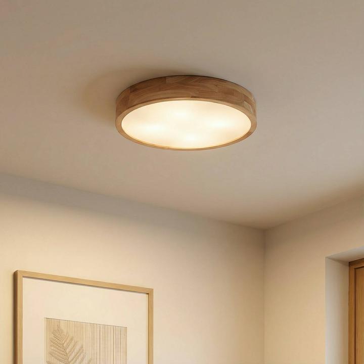 Actual product image Lindby Tanju ceiling light, oak wood Ø 50 cm (E27)