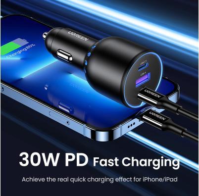 Actual product image Ugreen Fast Car Charger 130W 90413 2xUSB-C PD+USB-A