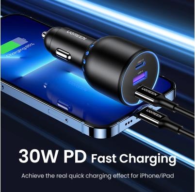 Image du produit Ugreen Fast Car Charger 130W 90413 2xUSB-C PD+USB-A
