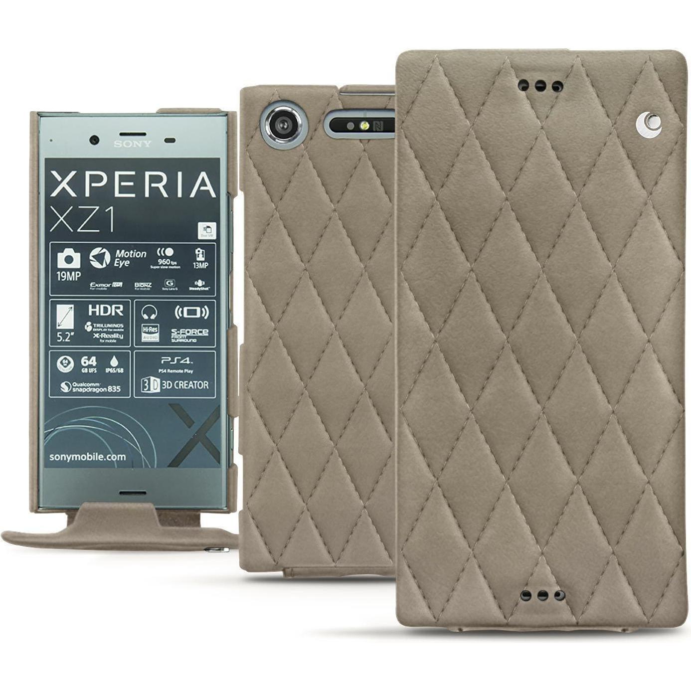 Thumbnail - Noreve Lederschutzhülle vertikal (Sony Xperia XZ1), Smartphone Hülle, Beige