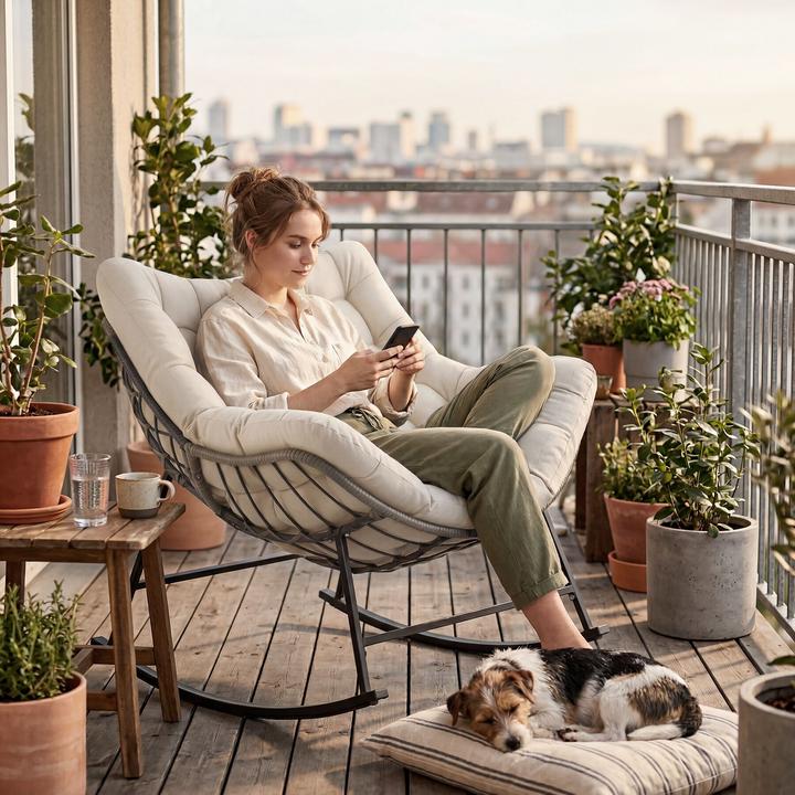 Actual product image tectake Tami Rocking Chair, Upholstered, with Quilted Pattern