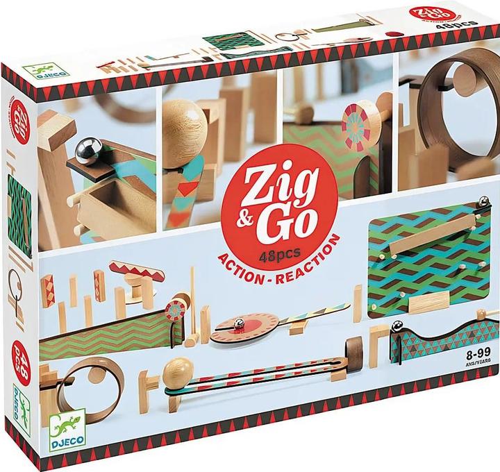 Actual product image Djeco Chain reaction game Zig & Go 48 pieces