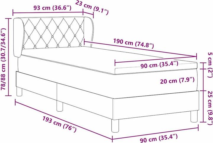 Produktbild vidaXL Boxspringbett (90 x 190 cm)