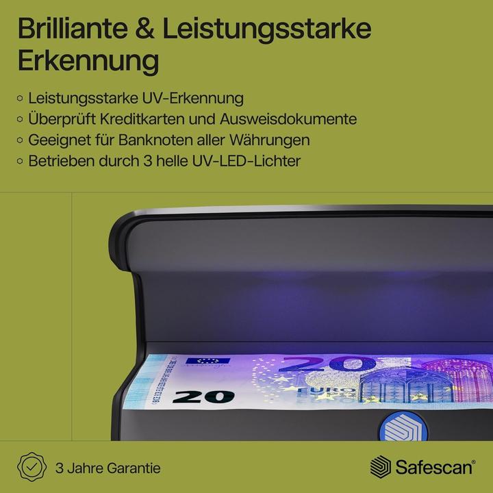 Immagine prodotto Safescan 55 LED UV Prüfgerät für Währungen, Pässe Schwarz (Validatore di banconote)
