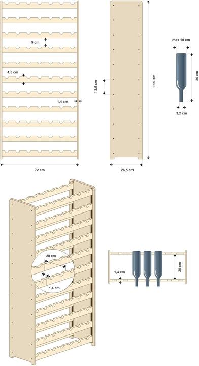 Actual product image Lenmar Wine rack (77 bottles, 72 x 26.50 x 145 cm)