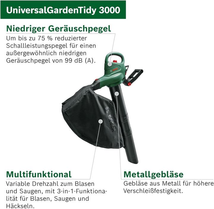 Actual product image Bosch Home & Garden UniversalGardenTidy 3000 (Electrical connection, Leaf vacuums, Leaf blower, Vacuum cleaners & blowers)
