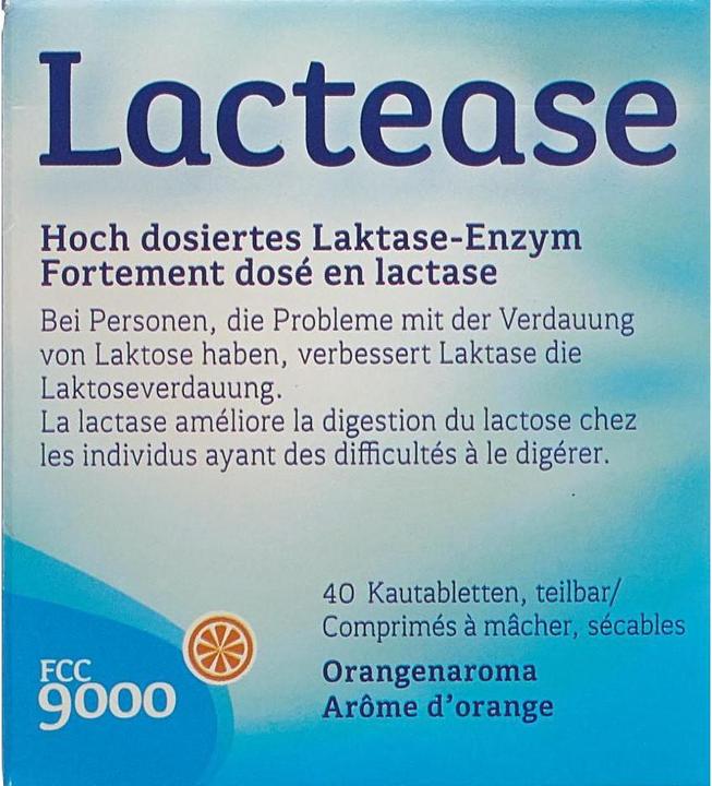 Nutritional values and ingredients Lactease FCC 9000 Orange (40 Piece, Pills, 62 g)
