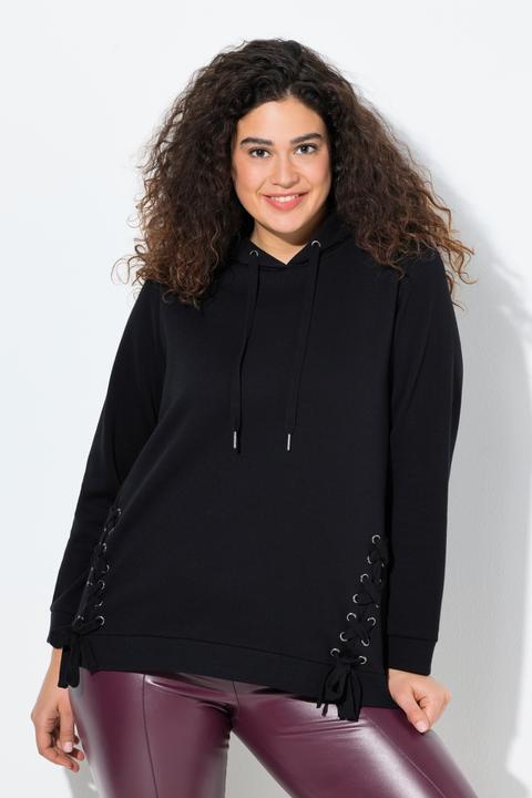 Produktbild Ulla Popken Hoodie, Zierschnürung, Kapuze, Langarm (58)