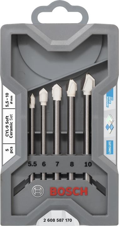 Immagine prodotto Bosch Professional Zubehör Set di punte per piastrelle CYL-9, 5 pezzi (5,5 mm, 6 mm, 7 mm, 8 mm, 10 mm)