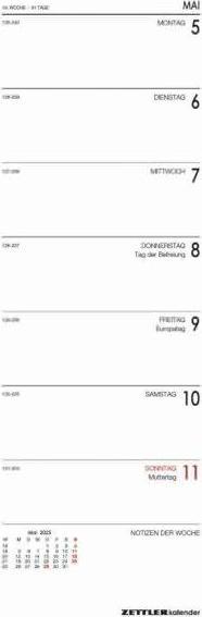 Produktbild Vormerkbuch 2025 rot, 10,5x29,7cm, Taschenkalender mit 64 Seiten, Drahtkammbindung, 1