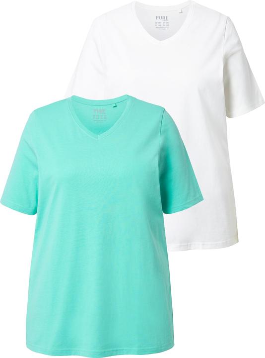 Produktbild Ulla Popken T-Shirts, 2er-Pack, V-Ausschnitt, Halbarm (46, 48)