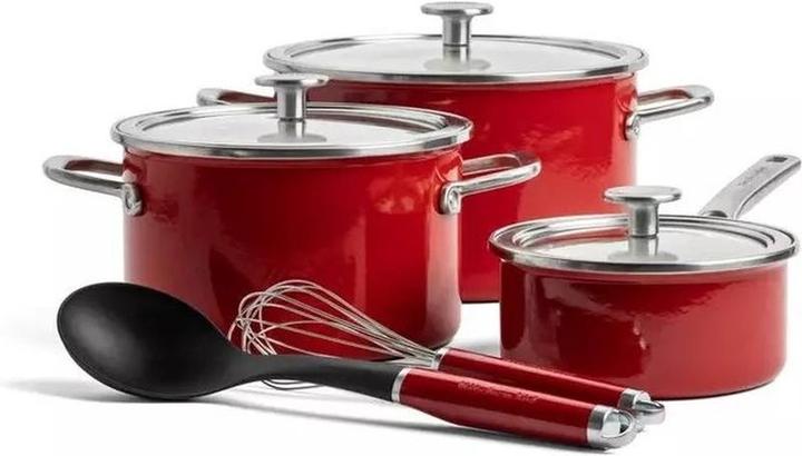 Produktbild KitchenAid 3(8)pc: Cvd Cass 20+24cm+cvd Sauc16cm+Whis+Spo (Pfannenset + Topfset, Stahl)