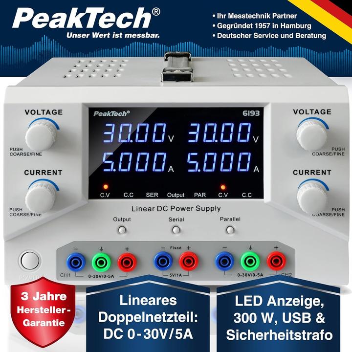 Actual product image Peaktech Laboratory Power Supply with USB and Software