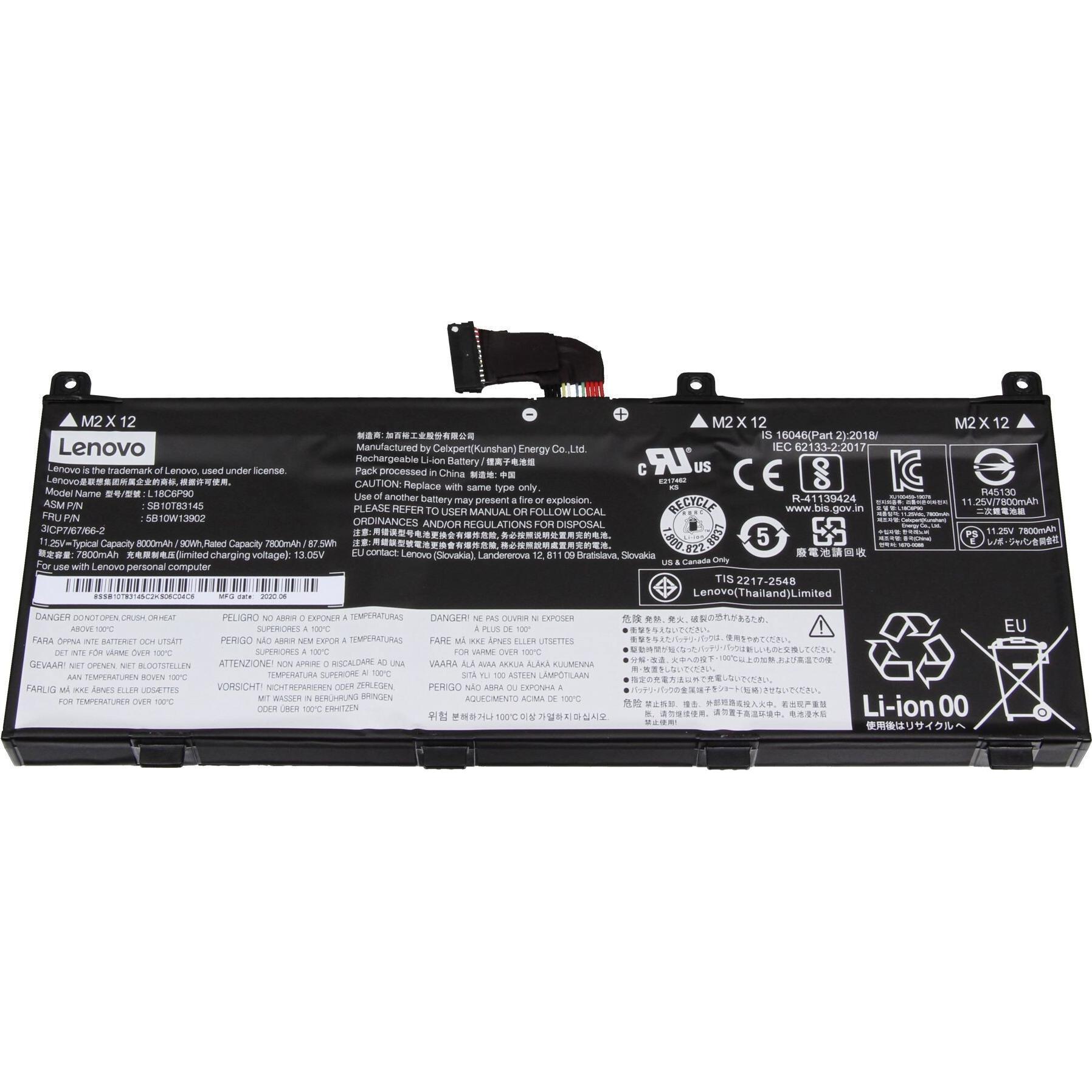 Lenovo 5B10W13902 (6 Zellen, 8000 mAh), Notebook Akku