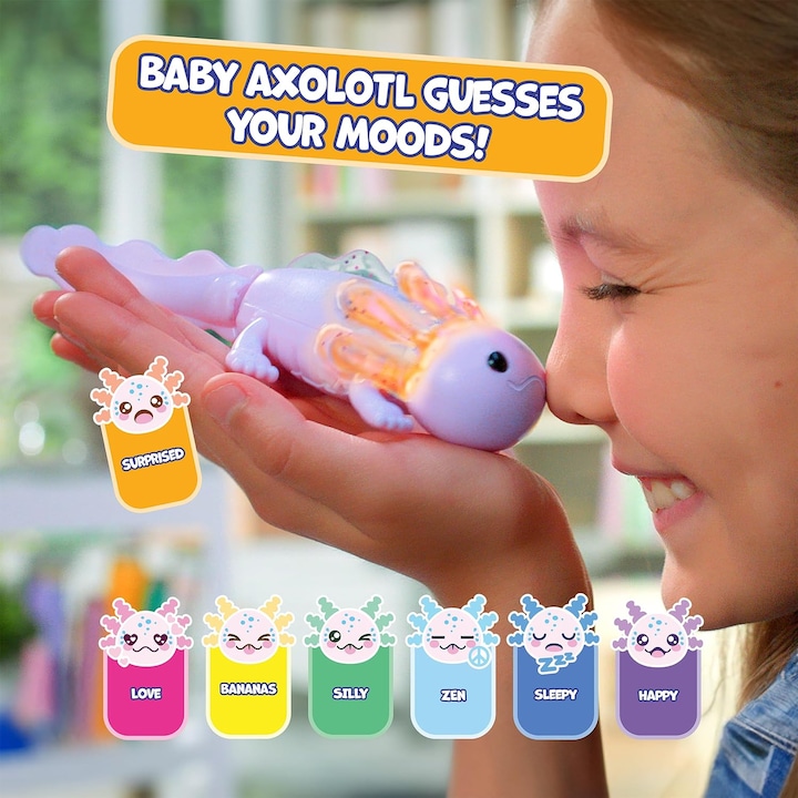 Actual product image WowWee Fingerlings Interactive Baby Axolotl, Auggie (Purple), Swims & Lights Up