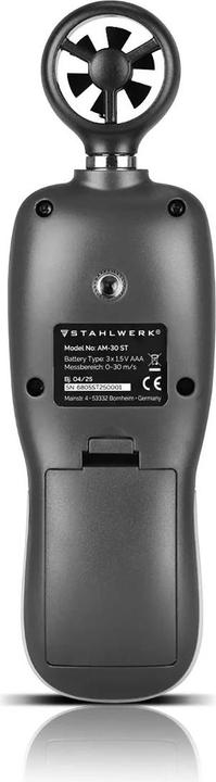 Produktbild Stahlwerk Anemometer Kompakter Luftgeschwindigkeitsmesser 30 m/s, Windmessgerät mit LCD-Display