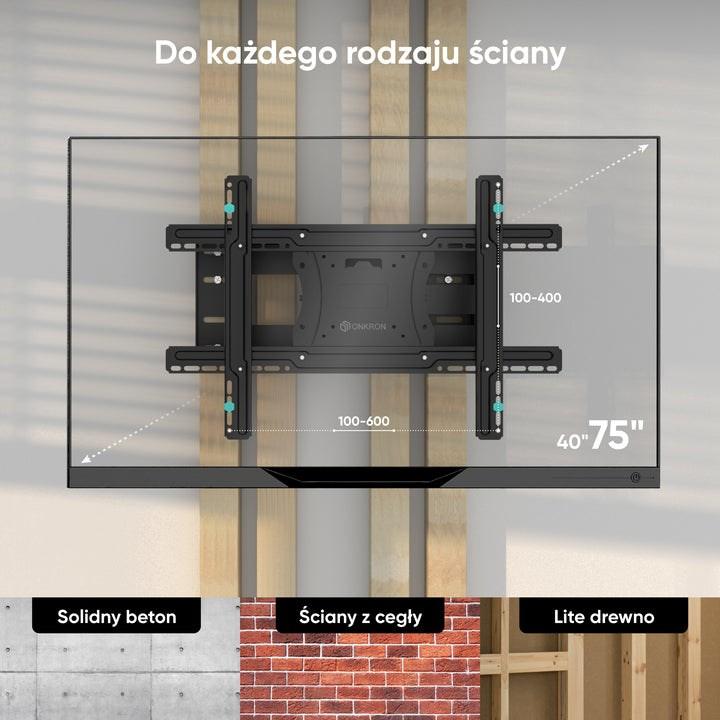 Produktbild Onkron TV SET ACC WALL MOUNT/40-75"/BLACK M7L-B (Wand, 68 kg, 40" - 75")