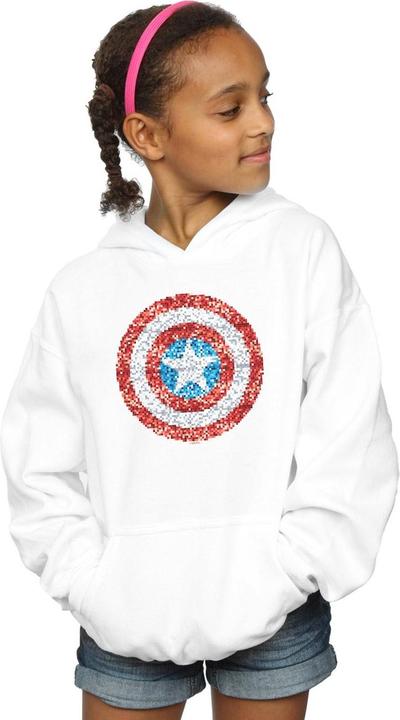 Produktbild Captain America Pixelated Shield Kapuzenpullover Mädchen (140, 146)