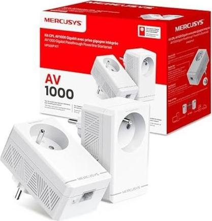 Mercusys Kit CPL Gigabit AV1000 avec prise intégrée type F (lot de 2) Vitesse 1000Mbps M (1000 Mbit/s)