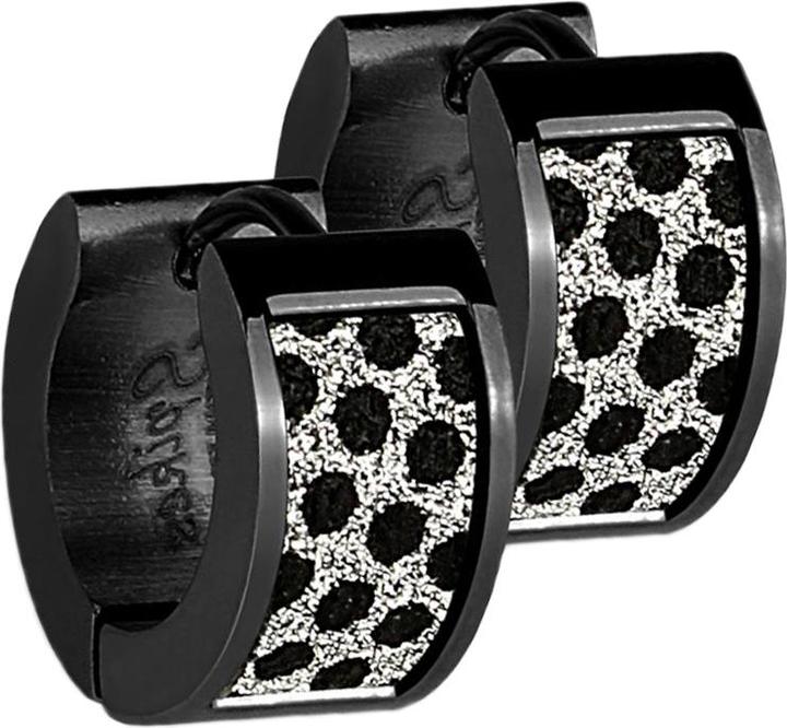 Image du produit Star Piercing Boucles d'oreilles à clapet noir avec paillettes à pois (sans laiton, Acier chirurgical 316L)