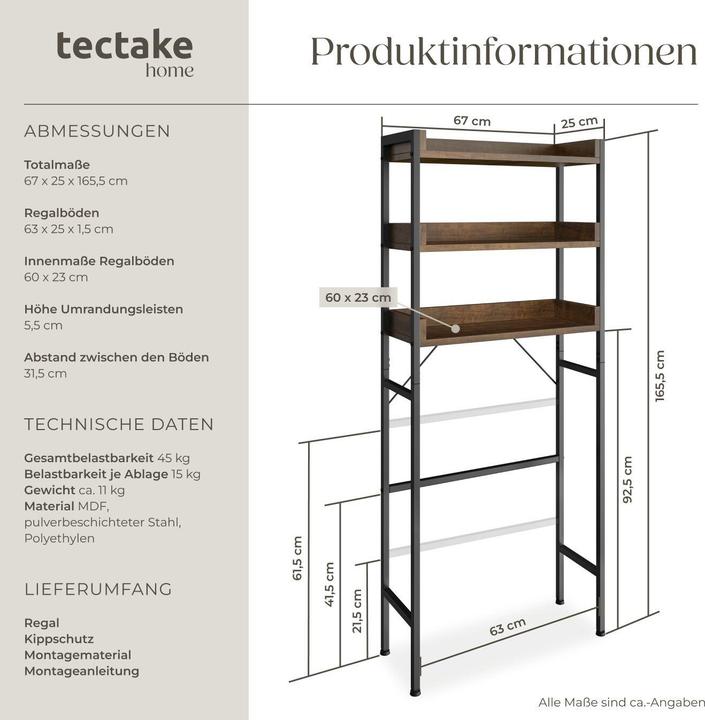 Immagine prodotto tectake Seattle (67 x 25 x 165,5 cm)