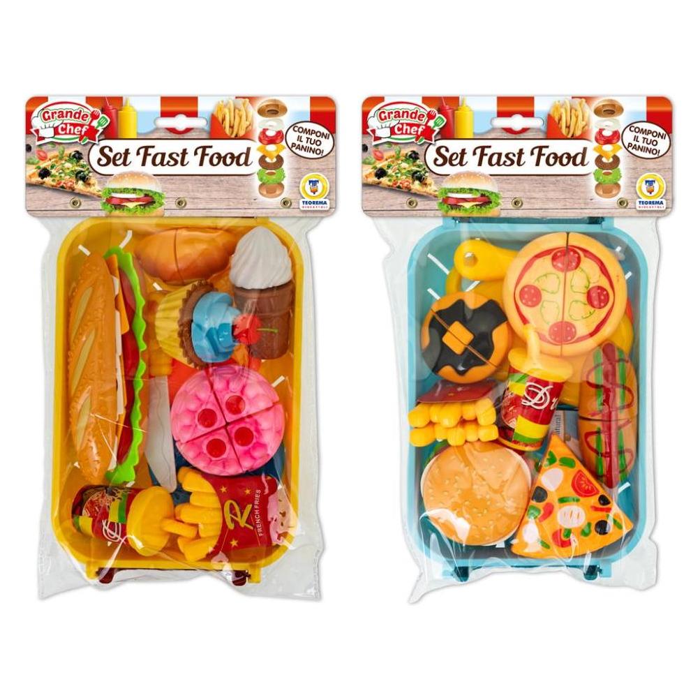Teorema, Accessori Supermercato Giocattolo, Grande Chef - Set Fast Food 2 Mdl Ass