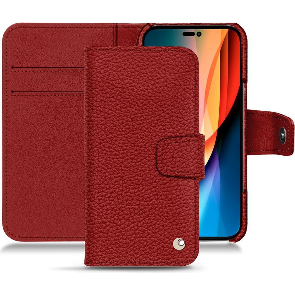 Noreve Lederschutzhülle Wallet (Apple iPhone 14 Pro), Smartphone Hülle, Rot