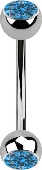 Image du produit Star Piercing Micro banane argentée avec deux boules cristal bleu clair (sans laiton, Titane)
