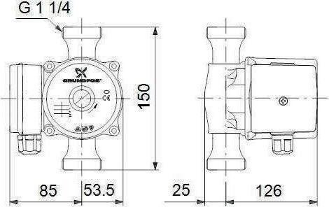 Produktbild Grundfos Zirkulationspumpe UP Serie 100, 150mm, UP 20-45 N (Durchlaufpumpe)