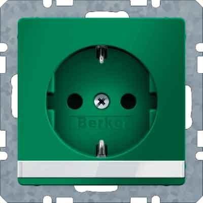 Productafbeelding Berker SCHUKO wandcontactdoos met opschriftenveld Q.1/Q.3 groen, fluweel