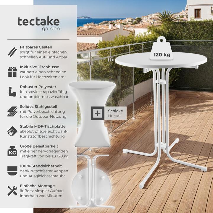 Produktbild tectake Stehtisch Eren klappbar mit Husse 90x110cm (80 x 80 x 110 cm)
