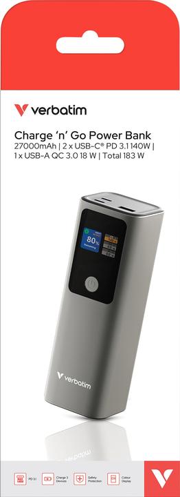 Produktbild Verbatim Charge ‘n’ Go Power Bank (27000 mAh, 183 W, 99.90 Wh)