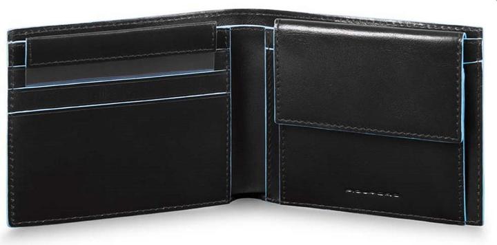 Actual product image Piquadro Blue Square - Men's wallet with coin and credit card compartment