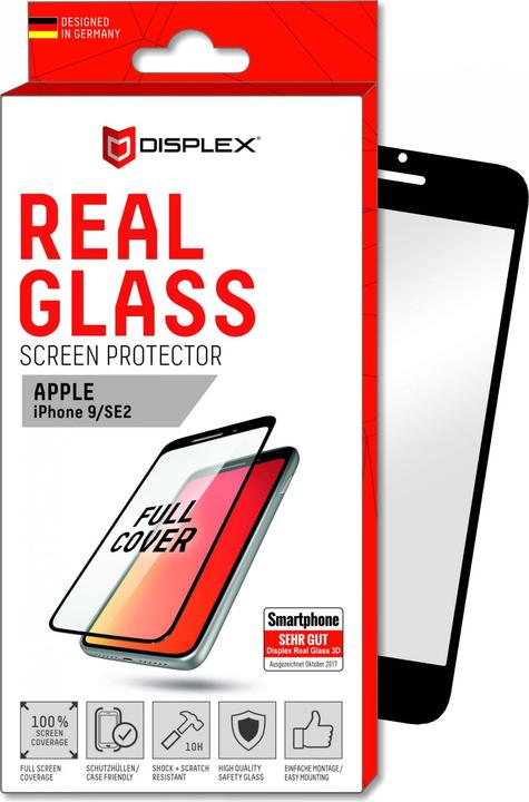 Produktbild Displex Real Glass, Full Cover Panzerglas (1 Stück, Apple iPhone SE (3rd Gen), Apple iPhone SE (2nd Gen), Apple iPhone 6, Apple iPhone 8, Apple iPhone 7)