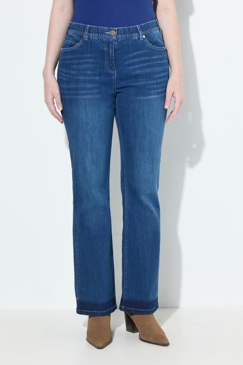 Immagine prodotto Ulla Popken Jeans modello Sarah con taglio boot cut, orli sfrangiati e denim elasticizzato (42)