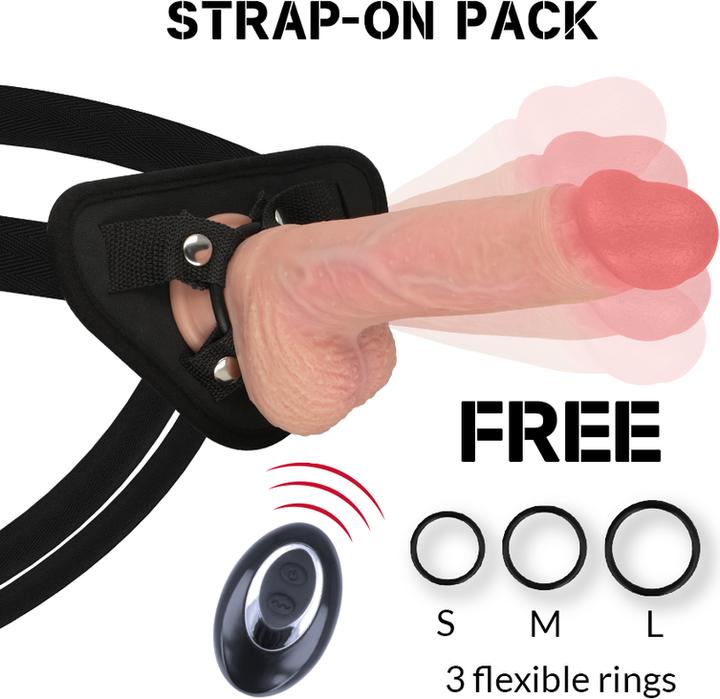 Produktbild Rock Army ROCKARMY - HARNESS + FLÃoeSSIGSILIKON VIBRATOR PREMIUM APACHE FERNBEDIENUNG 20.5 CM -O- 4.62 CM